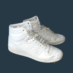 Adidas White Leather High-Top Sneakers Size 11